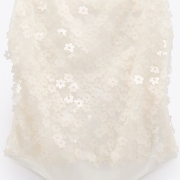 Zara 3D plastic Daisies sequins appliqué off white bodysuit - Picture 8 of 8